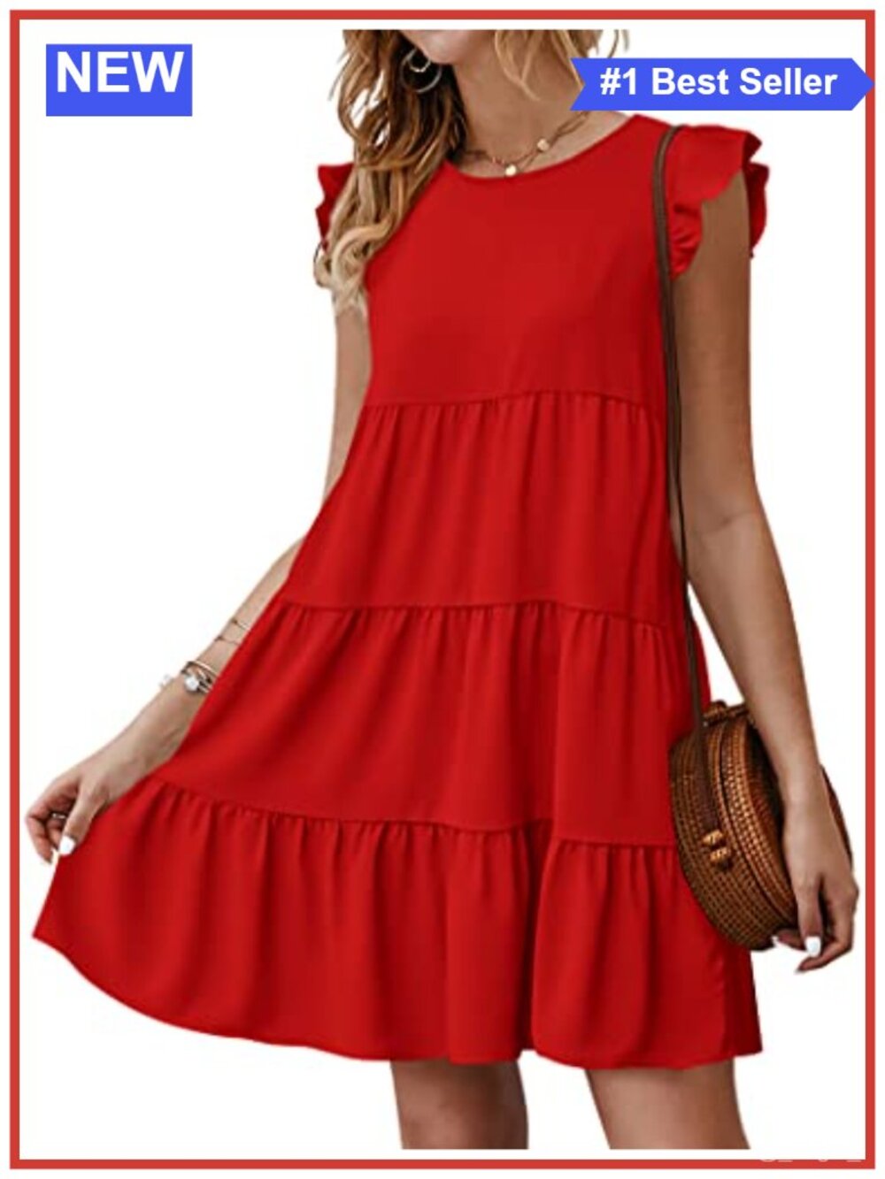 Womens Summer Babydoll Sundress Sleeveless Ruffle Mini Dress Vacation